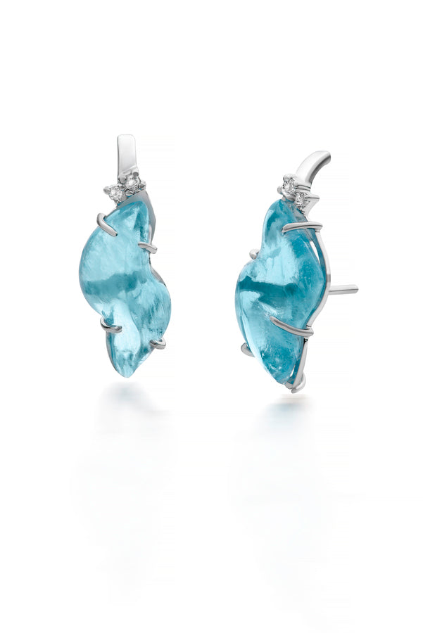 Brinco Água Marinha e Diamantes — Abigail Roiz — vista 3