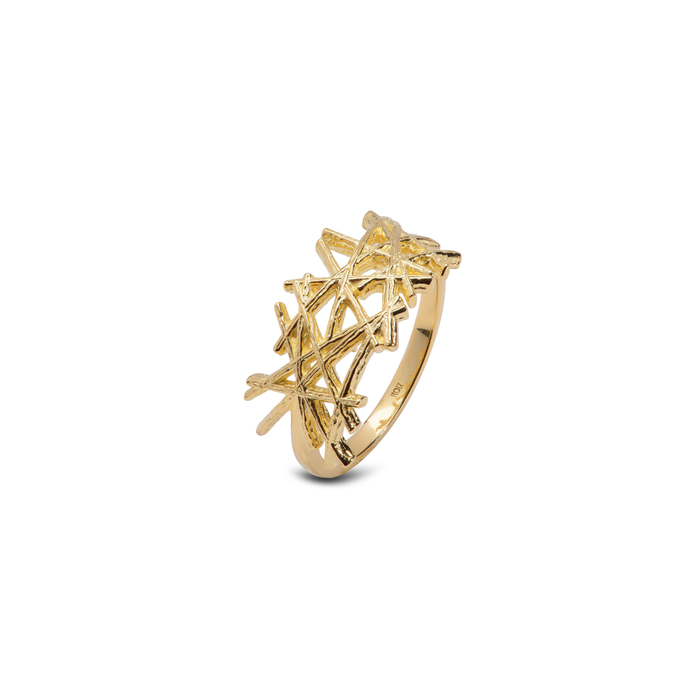 Anel Ninho Slim (Abrigo), ouro, textura em ninho — Abigail Roiz