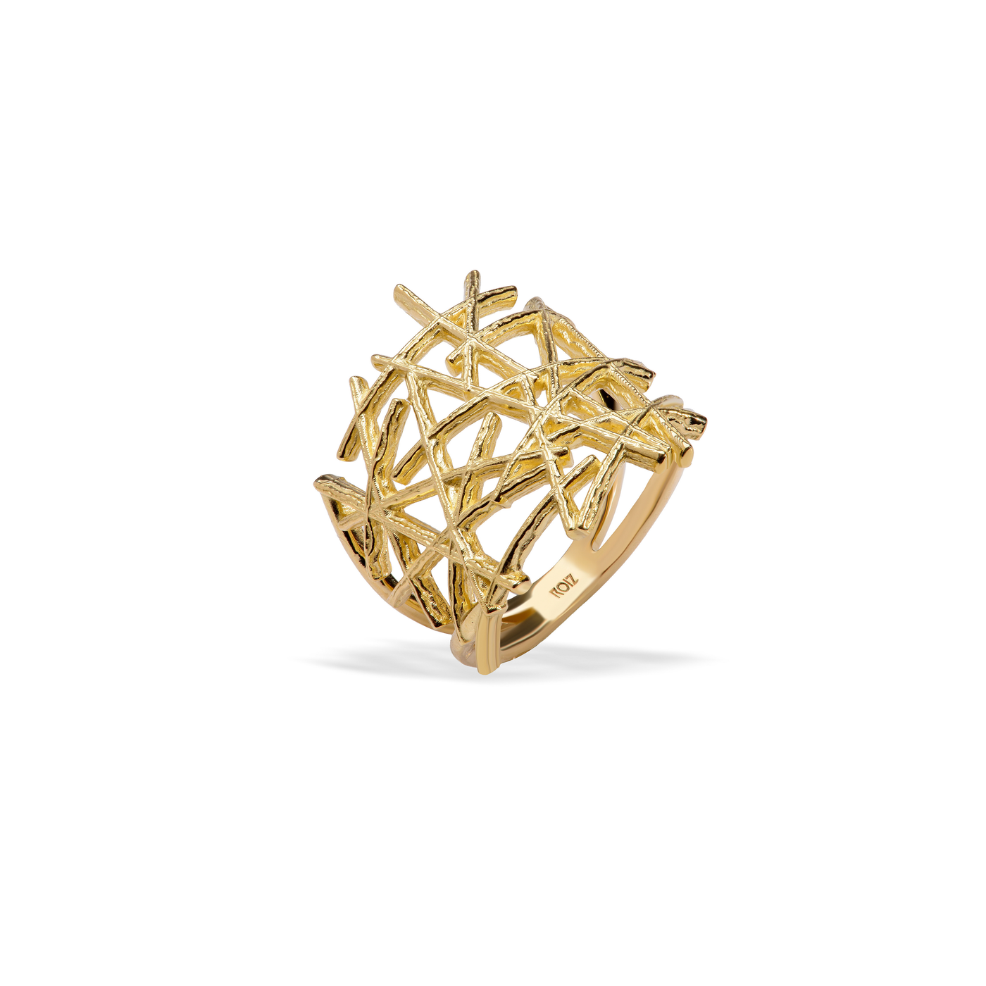 Anel Ninho G (Morada), ouro, textura em ninho — Abigail Roiz