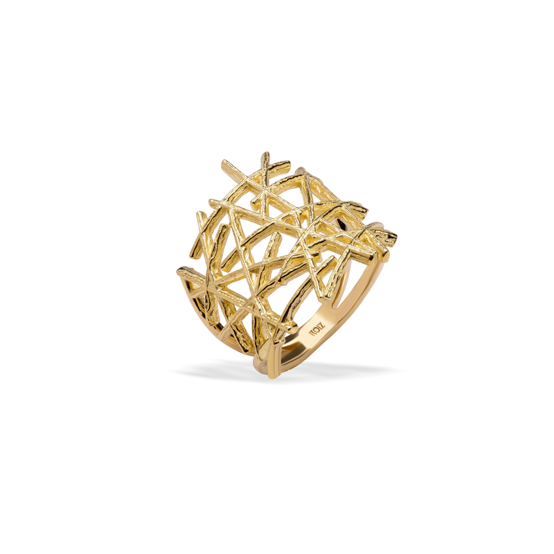 Anel Ninho G (Morada), ouro, textura em ninho — Abigail Roiz