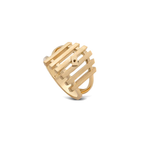 Anel Porteira em ouro amarelo 18k fosqueado