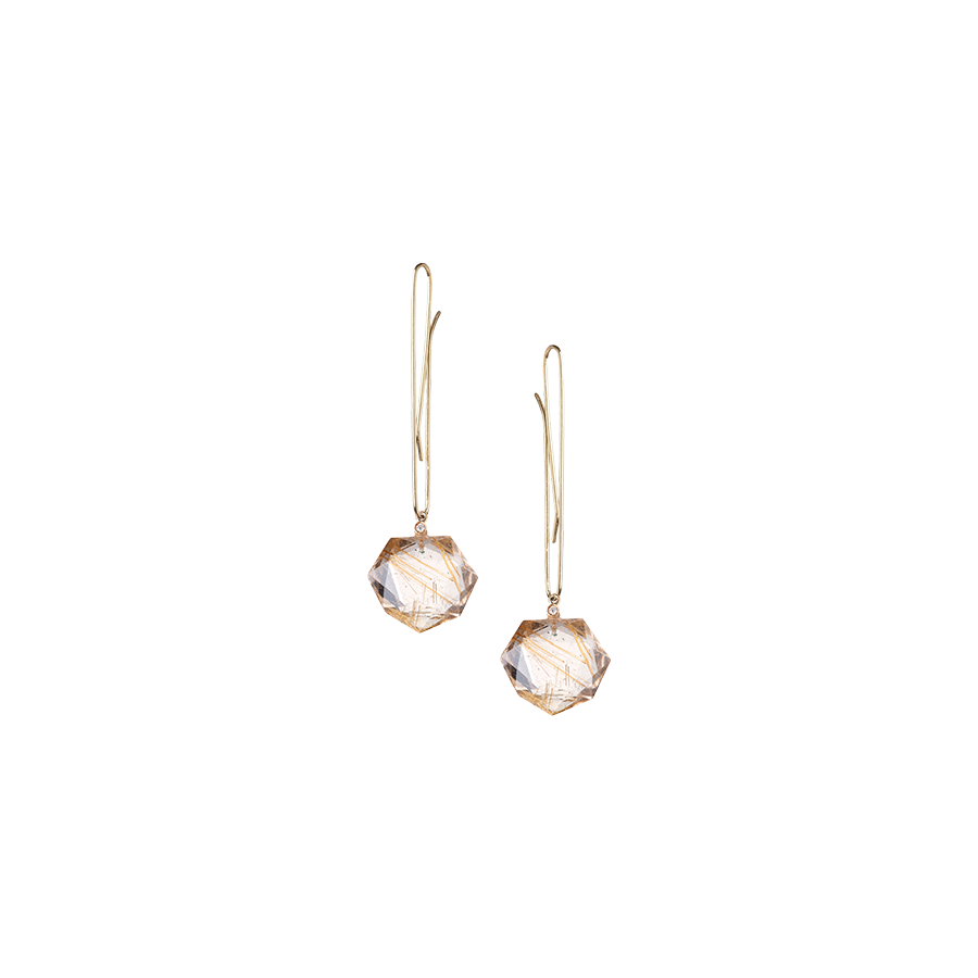 Brinco Clips — Quartzo Rutilado