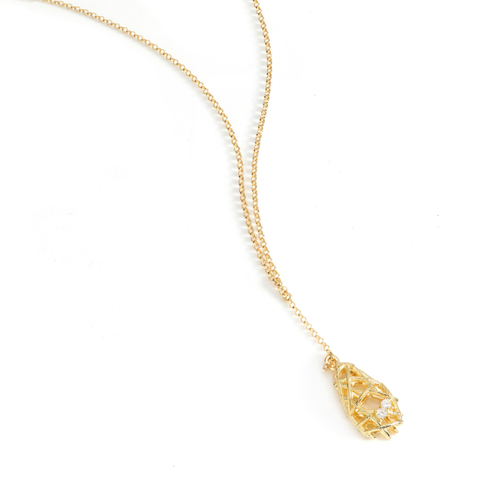 Colar Ninho, ouro 18k, textura em ninho com diamantes — Abigail Roiz