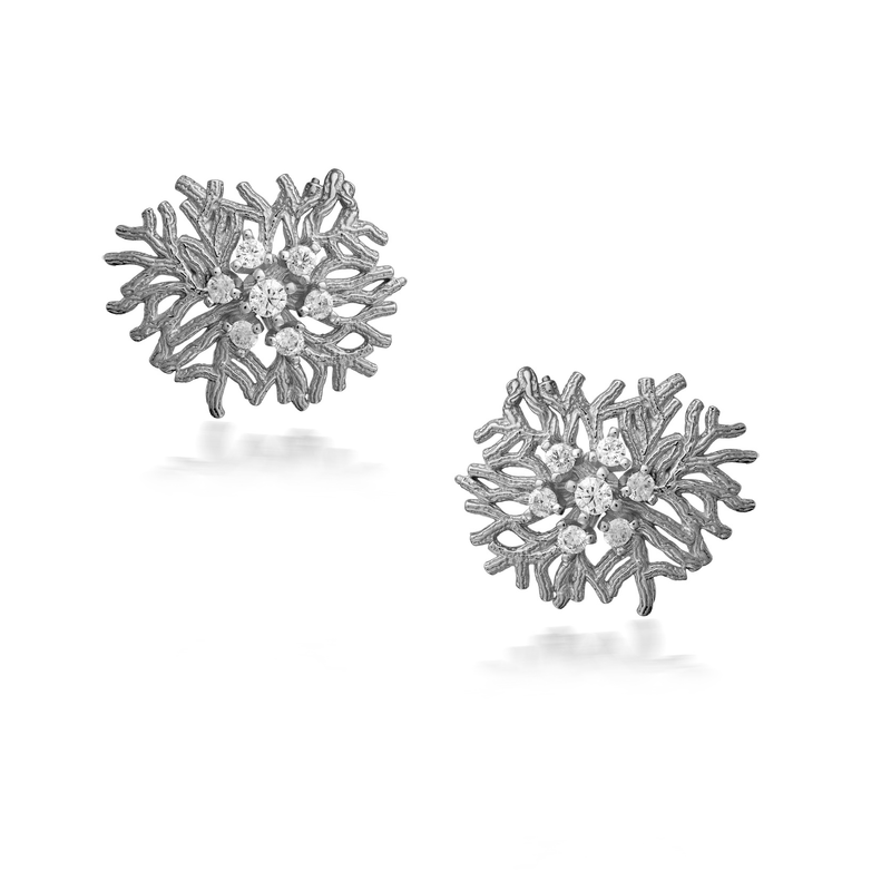 Brinco Stud com Diamantes (Ninho de Luz), ouro branco — Abigail Roiz