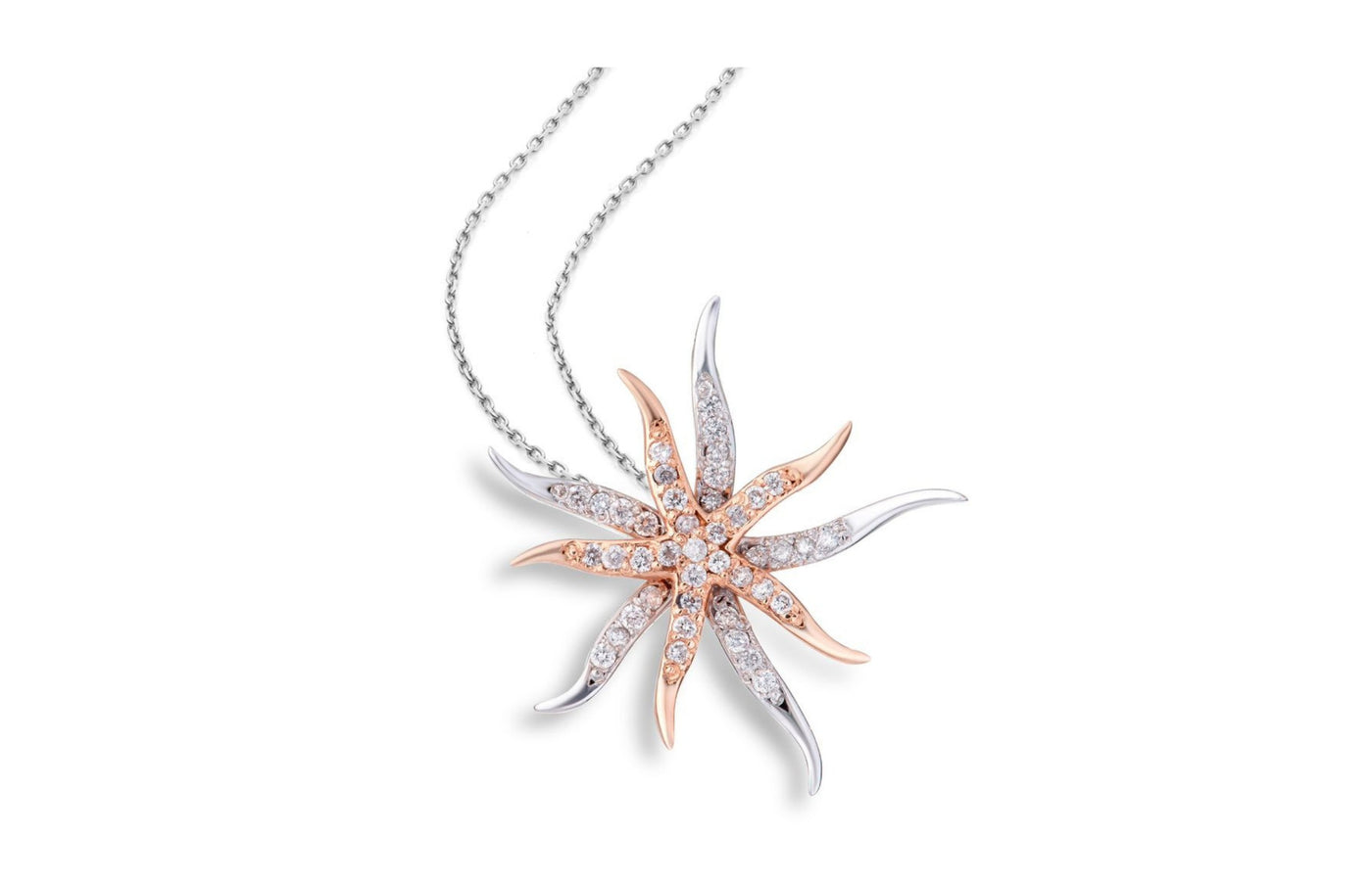 Pingente Estrela do Mar com Diamantes em Ouro Rosé e Branco 18k