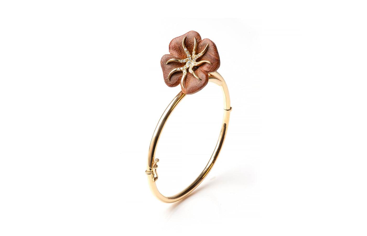 Pulseira Flor de Ipê em Ouro Amarelo 18k e Diamantes