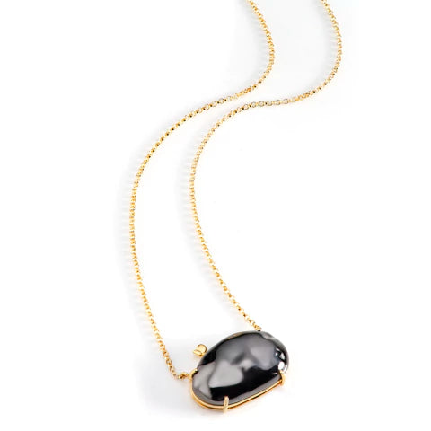 Pingente Ponta da Baleia em ouro amarelo 18k e ródio negro